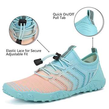 WateLves Water Shoes Mens Womens Beach Swim Shoes Quick-Dry Aqua Socks Pool Shoes for Surf Yoga Water Aerobics (Gradient Pink Blue, 40)