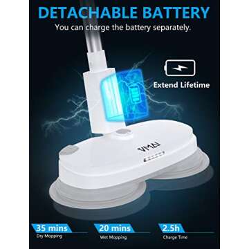 Electric Mop, Cordless Electric Spin Mop, Hardwood Floor Cleaner with Built-in 300ml Water Tank, Polisher with Led Headlight and Sprayer, Scrubber for Hard Floor & Tile, Powerful Cleaning and Waxing