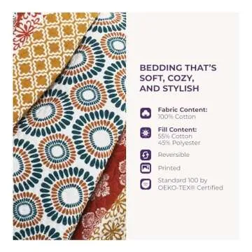 Lush Decor Bohemian Stripe Reversible Cotton Quilt Set, 3 Piece Set, King, Turquoise & Orange - Boho Bedding Set - Bold & Colorful - Striped Quilt - Maximalist & Boho Bedroom Decor