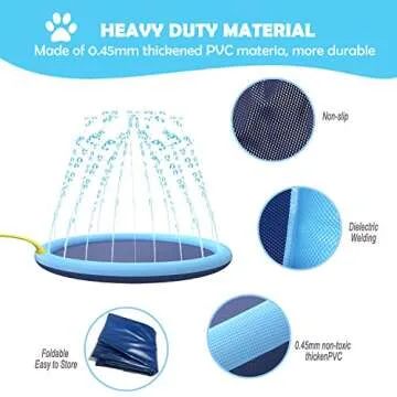 Splash Sprinkler Pad for Dogs Kids,59’’ Thicken Dog Pool with Sprinkler,Pet Outdoor Play Water Mat Toys for Dogs Cats and Kiddie