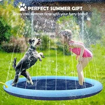 Splash Sprinkler Pad for Dogs Kids,59’’ Thicken Dog Pool with Sprinkler,Pet Outdoor Play Water Mat Toys for Dogs Cats and Kiddie