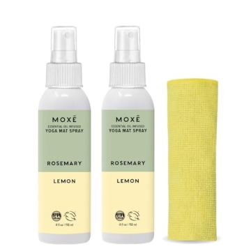 MOXĒ Yoga Mat Cleaner Spray with Rosemary & Lemon Essential Oil - Eco-Friendly, Odor & Sweat Protec...