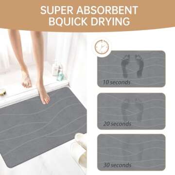 THMINS Extra Large Non-Slip Stone Bath Mat - Versatile & Quick Drying