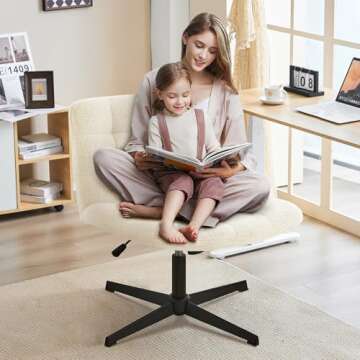 Furnimart Wide Armless Desk Chair No Wheels, Mid Back Swivel Criss Cross Chair for Home Office, Height Adjustable Wide Seat Home Office Task Chairs (Faux Fur White)