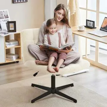 Furnimart Wide Armless Desk Chair No Wheels, Mid Back Swivel Criss Cross Chair for Home Office, Height Adjustable Wide Seat Home Office Task Chairs (Faux Fur White)