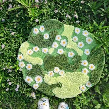 YIKUSH Plush Green Floral Bath Mat Non-Slip for Home