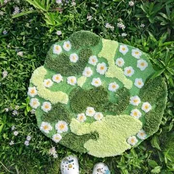 YIKUSH Plush Green Floral Bath Mat Non-Slip for Home