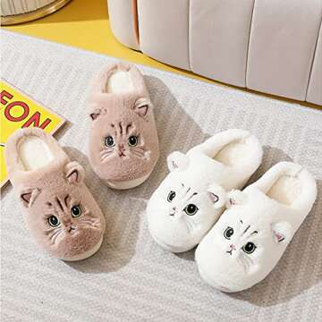 LAVAU Cute Cat Slippers - Cozy Animal House Slides for Women