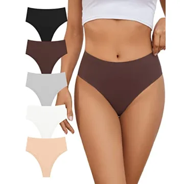 GREENBAA High Rise Seamless Bikini Panties - Comfortable & Stylish 5 Pack