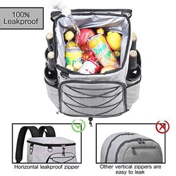 SEEHONOR Insulated Cooler Backpack Leakproof Soft Cooler Bag Lightweight Backpack Cooler for Lunch Picnic Fishing Hiking Camping Park Beach, 25 Cans
