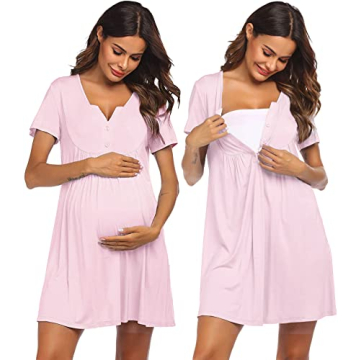 Ékouaer Breastfeeding Nightgown for Hospital and Postpartum Recovery