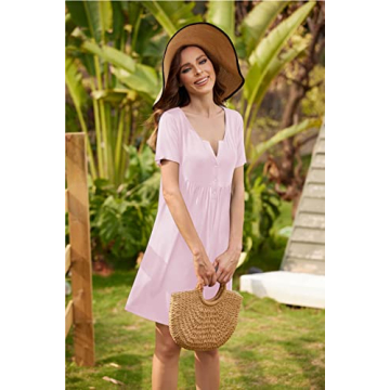 Ékouaer Nursing Nightgown Comfortable Maternity Dress