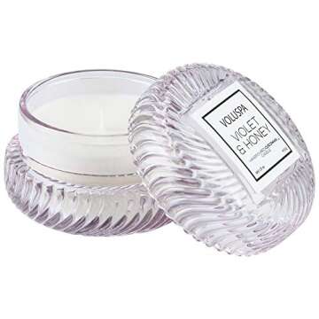 Voluspa Violet & Honey Macaron Glass Candle. 1.8 Ounces