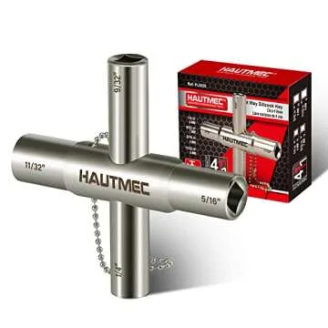 HAUTMEC Water Key 4 Way Sillcock Key Bundle with Basin Wrench
