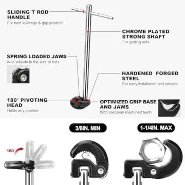 HAUTMEC Plumbing Tool Bundle with Basin Wrench and Keys