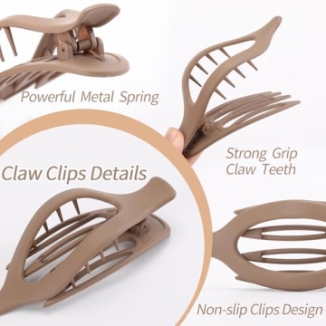 Durable Flat Hair Clips for Women, 6 Neutral Colors