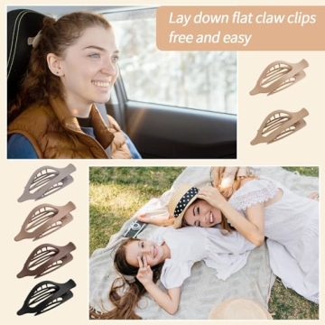 Durable Flat Hair Clips for Women, 6 Neutral Colors