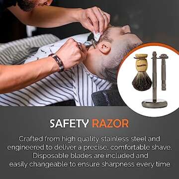 Gentleman Jon Deluxe Vintage Wet Shave Grooming Set for Men - Safety Razor, Brush, Alum Block, Soap, Bowl, Blades, Stand & Dopp Kit