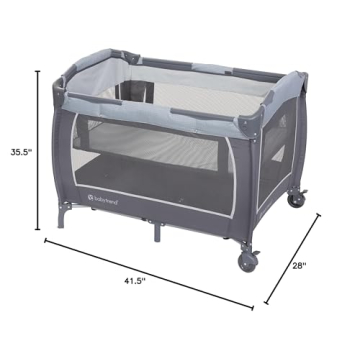 Baby Trend Lil’ Snooze Playard for Twins, Cozy Grey