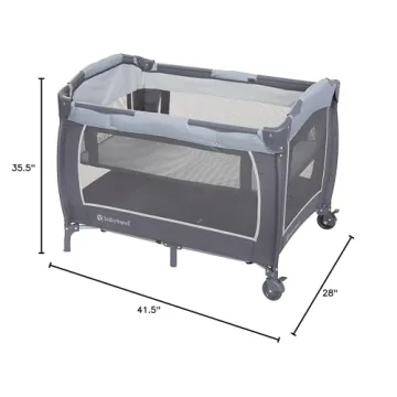 Baby Trend Lil’ Snooze Playard for Twins, Cozy Grey
