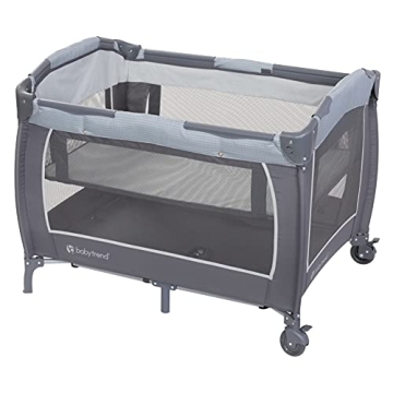 Baby Trend Lil’ Snooze Playard for Twins, Cozy Grey