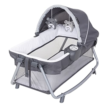 Baby Trend Lil’ Snooze Playard for Twins, Cozy Grey