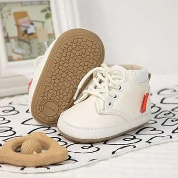 Meckior Toddler Baby Boys Girls High Tops Ankle Sneakers Soft Anti-Slip Sole PU Leather Moccasins Infant Newborn Prewalker First Walking Crib Shoes