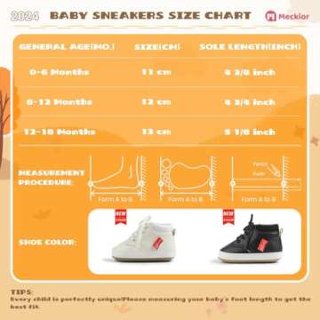 Meckior Toddler Baby Boys Girls High Tops Ankle Sneakers Soft Anti-Slip Sole PU Leather Moccasins Infant Newborn Prewalker First Walking Crib Shoes
