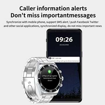 Smart Watch for Android Phones Answer Make Calls SMS Reminder Smartwatch Compatible iPhone Bluetooth Stainless Steel Fitness Watch Men Smart Watches for Men Reloj Inteligente