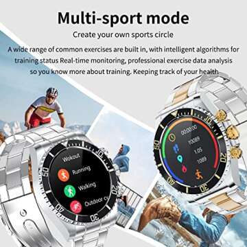 Smart Watch for Android Phones Answer Make Calls SMS Reminder Smartwatch Compatible iPhone Bluetooth Stainless Steel Fitness Watch Men Smart Watches for Men Reloj Inteligente