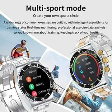 Smart Watch for Android Phones Answer Make Calls SMS Reminder Smartwatch Compatible iPhone Bluetooth Stainless Steel Fitness Watch Men Smart Watches for Men Reloj Inteligente