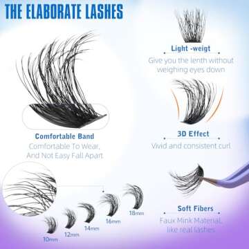 D Curl Lash Clusters Fluffy Lash Extension 80D Volume Cluster Lashes Thick Eyelash Extensions Individual Eyelashes 280Pcs Wispy Fake Lashes by Geeneiya