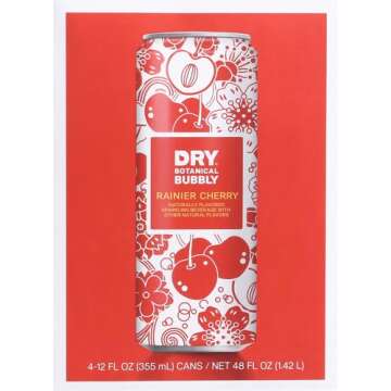 DRY Sparkling Soda, Rainier Cherry Cans, 12 Fl Oz (Pack of 4)