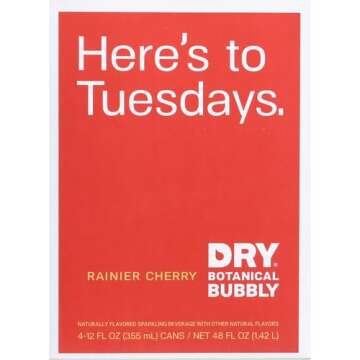 Explore DRY Sparkling Soda, Rainier Cherry, 12 Fl Oz Packs