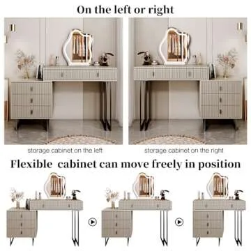 Ieejdn Stylish Makeup Vanity with LED Lighted Mirror