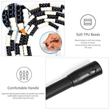 [JUMP Yuedong] Jump Rope Beaded Jump Rope, Skipping Rope Adjustable for Adult Kids, Tangle-Free Spee...