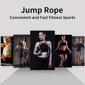 [JUMP Yuedong] Jump Rope Beaded Jump Rope, Skipping Rope Adjustable for Adult Kids, Tangle-Free Speed Rope for Double Dutch Boxing Workout Exercise Fitness Weight Loss (Handle Style 1 - Black)