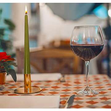 Hyoola Tall Taper Candles - 10 Inch Olive Green Unscented Dripless Taper Candles - 8 Hour Burn Time - 12 Pack