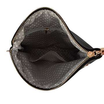 JIARUO Small Girls Tassel Fold Cover Sling Leather Women Crossbody Bag Handbag Purse (black)