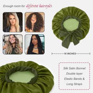 Satin Silk Bonnet for Sleeping, Jumbo Size, Hair Protection