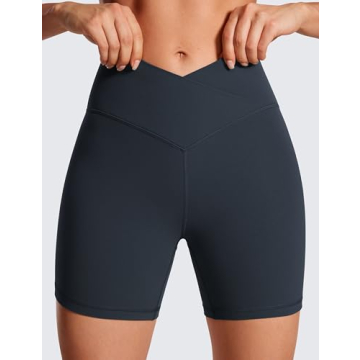 CRZ YOGA Womens Butterluxe Crossover Biker Shorts 5 Inches