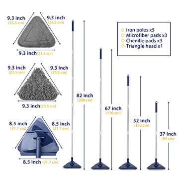 ZUBULUN Wall Mop with 82" Handle & 360° Rotating Head