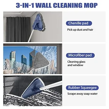 ZUBULUN Wall Mop with 82" Handle & 360° Rotating Head