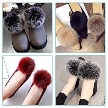 SIQUK 30 Faux Fox Fur Pom Poms for DIY Crafts and Accessories