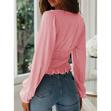 CNJFJ Women's Sexy Frill Crop Top - Retro Fashion Blouse