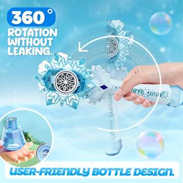 BELLOCHIDDO Bubble Machine - Princess Magic Bubble Wand Frozen Toys for Girls, Music & Light Up Bubble Gun, Automatic Bubble Blower - Outdoor Fun Bubble Toys, Birthday Gifts for Kids