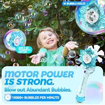 BELLOCHIDDO Bubble Machine - Princess Magic Bubble Wand Frozen Toys for Girls, Music & Light Up Bubble Gun, Automatic Bubble Blower - Outdoor Fun Bubble Toys, Birthday Gifts for Kids