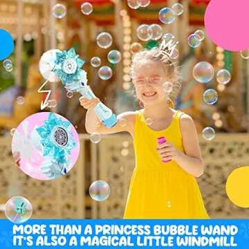 BELLOCHIDDO Bubble Machine - Princess Magic Bubble Wand Frozen Toys for Girls, Music & Light Up Bubble Gun, Automatic Bubble Blower - Outdoor Fun Bubble Toys, Birthday Gifts for Kids