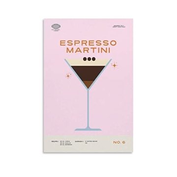 Espresso Martini Cocktail Poster - Midcentury Wall Art, 12x18inch Canvas Print