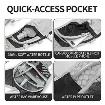 IX INOXTO Hydration Pack Backpack, Lightweight Water Backpack with 2L Hydration Bladder Daypack for Men Women,Running Hydration Vest for Trail Running Hiking Cycling Race Climbing (Black Grey)